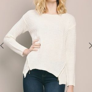 Papaya Zippered Knit Sweater